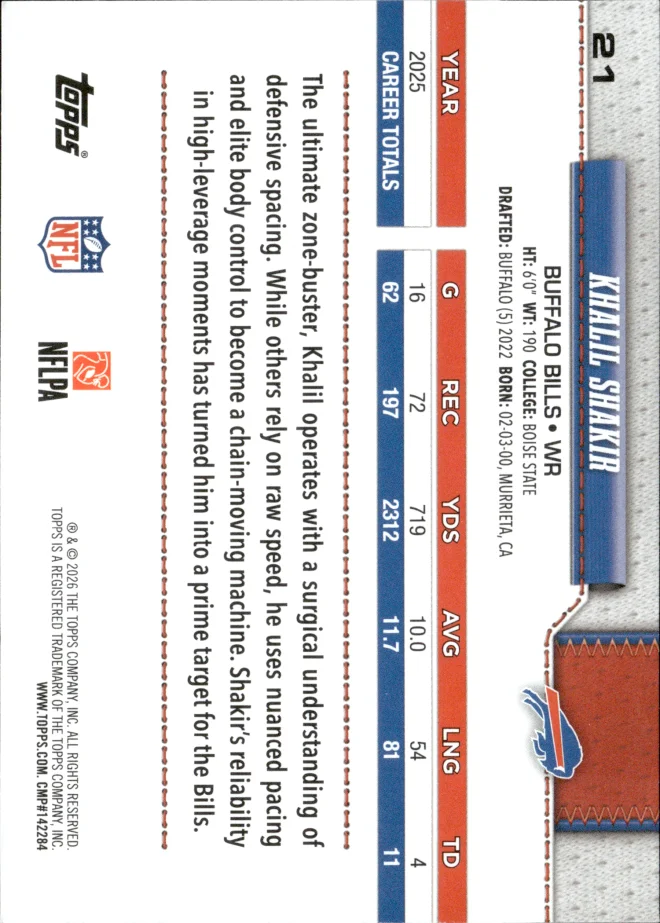 Khalil Shakir card back