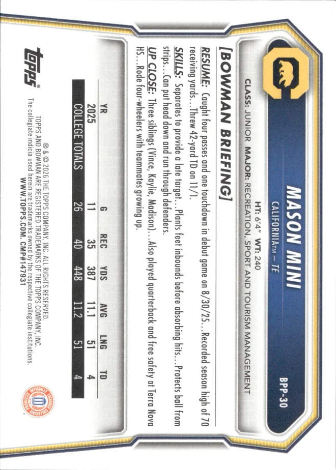 Mason Mini card back