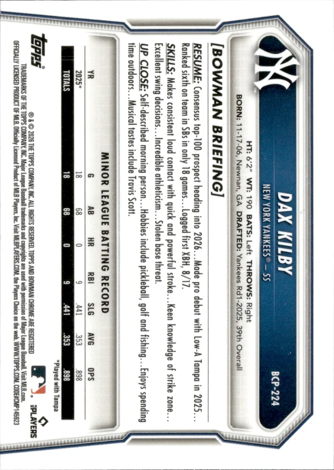 Dax Kilby card back