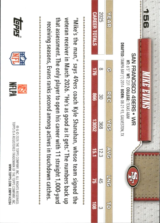 Mike Evans card back