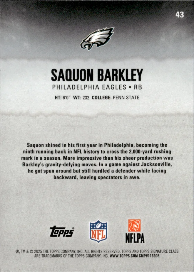 Saquon Barkley card back
