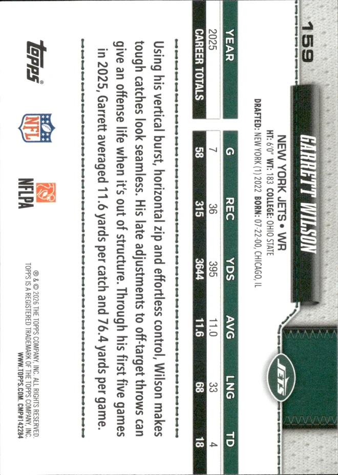 Garrett Wilson card back