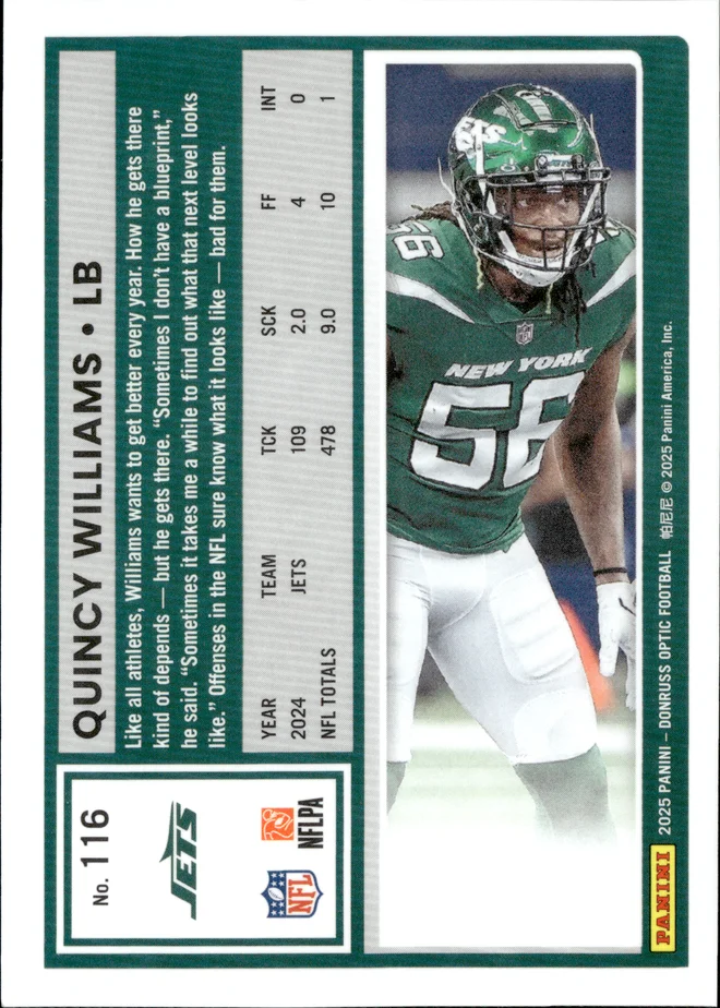 Quincy Williams card back