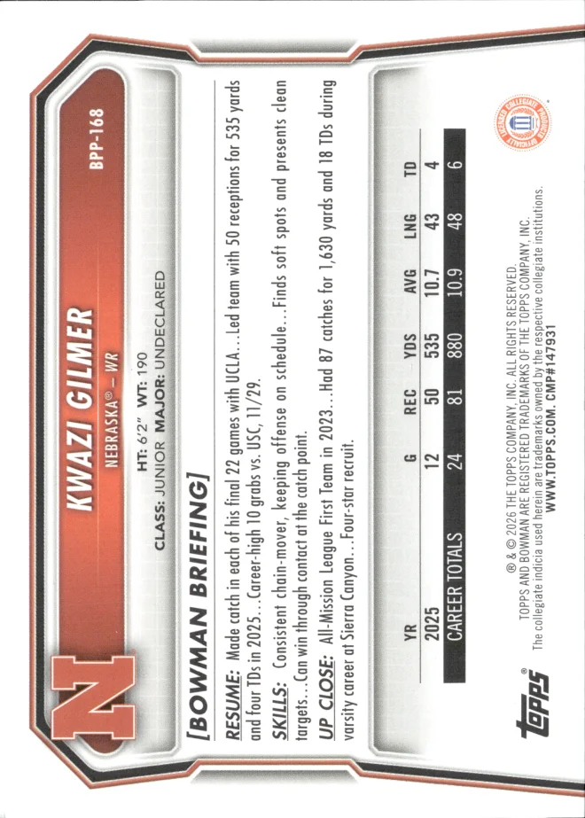 Kwazi Gilmer card back
