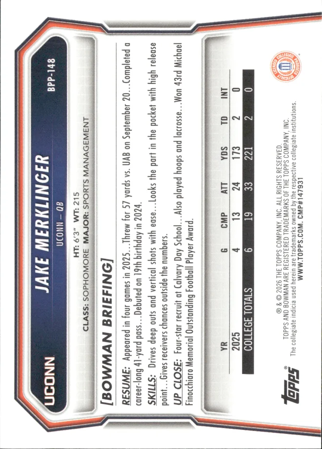 Jake Merklinger card back