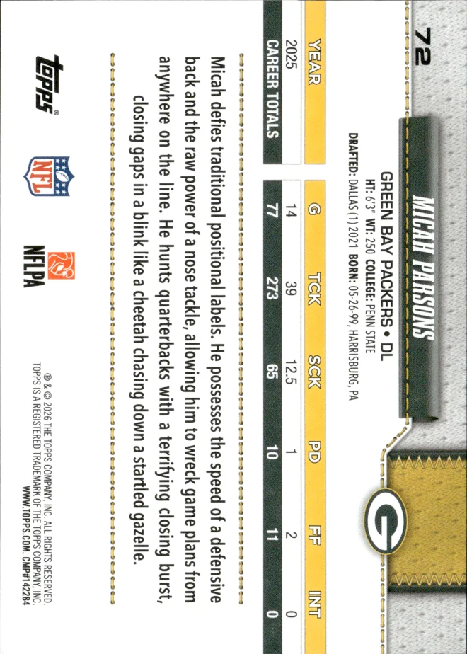 Micah Parsons card back