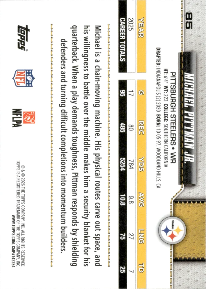 Michael Pittman Jr. card back
