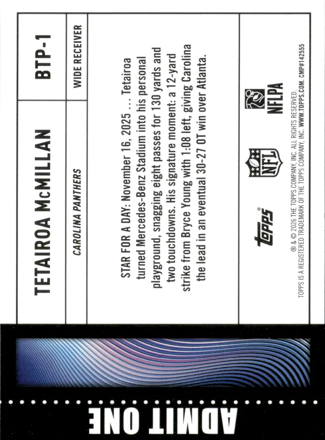 Tetairoa McMillan card back