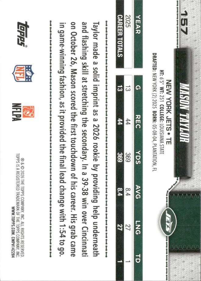 Mason Taylor card back