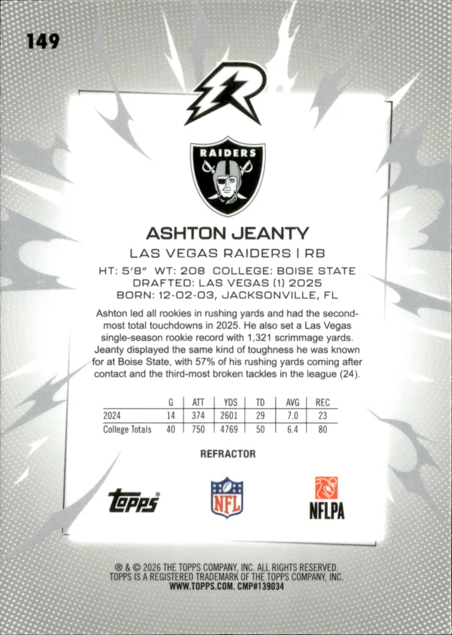 Ashton Jeanty card back