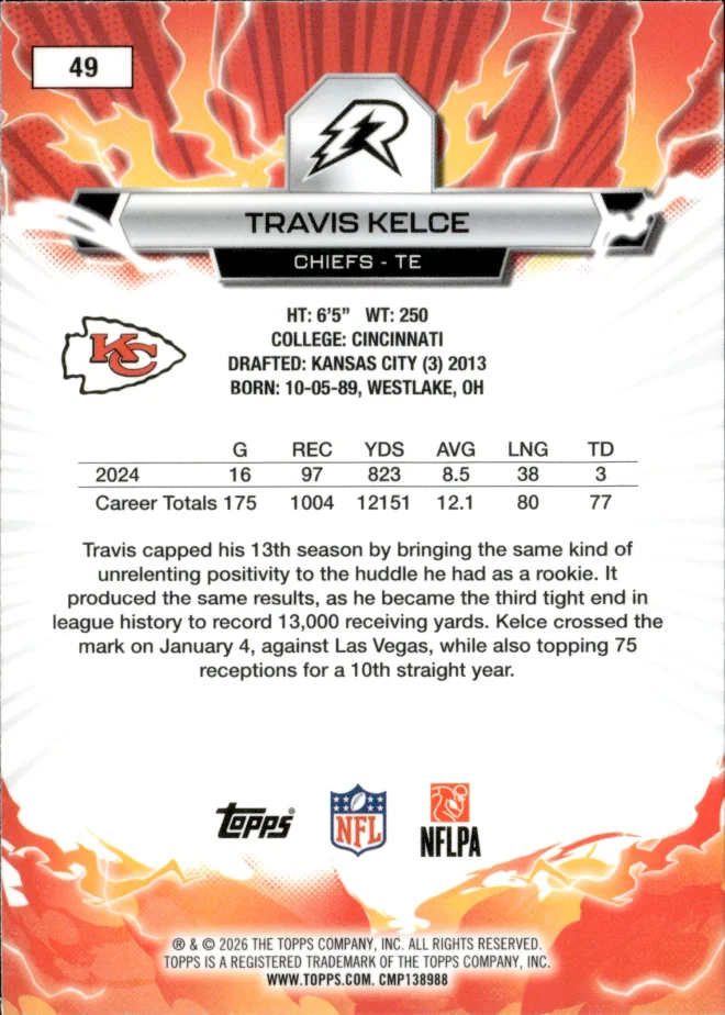 Travis Kelce card back