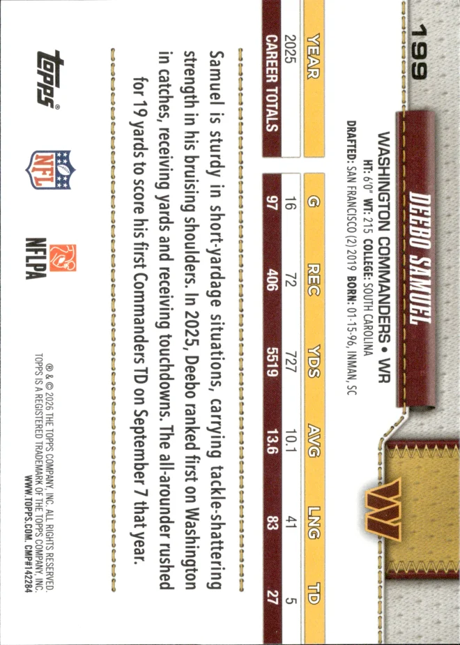 Deebo Samuel card back