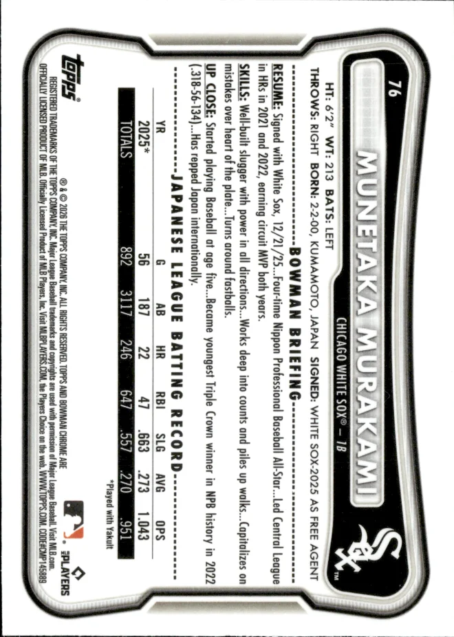 Munetaka Murakami card back