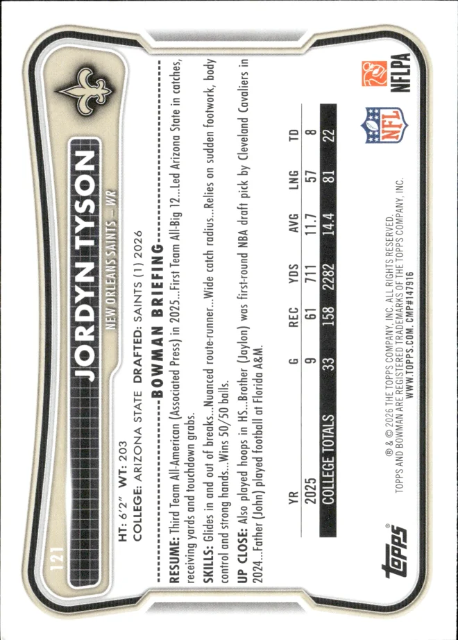Jordyn Tyson card back