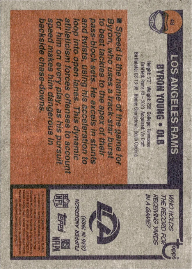 Byron Young card back