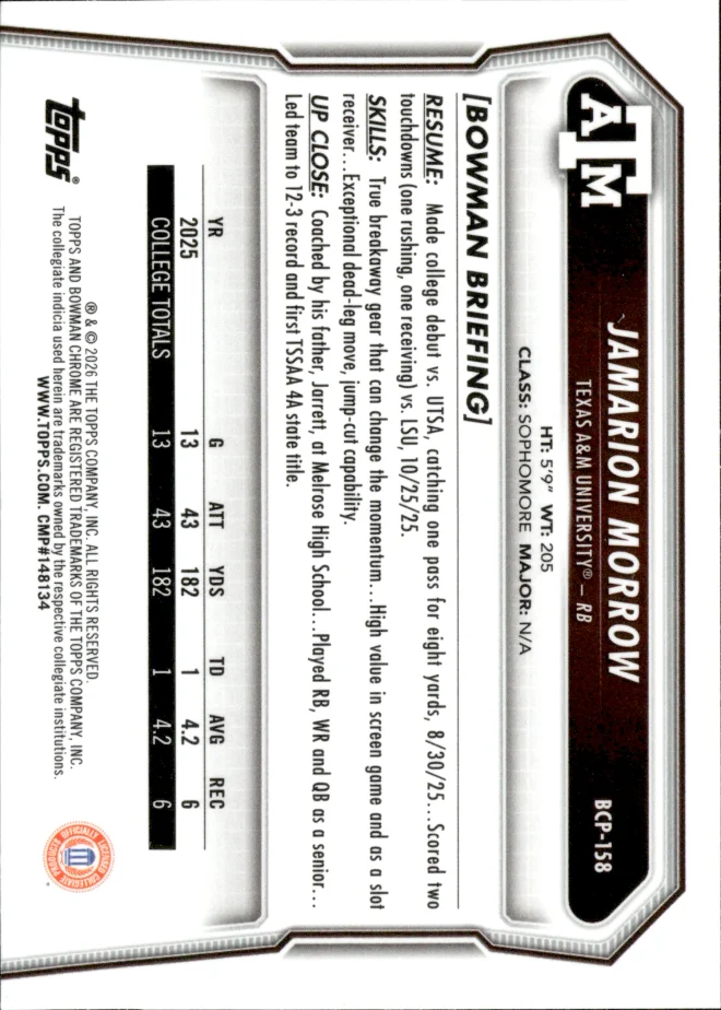 Jamarion Morrow card back