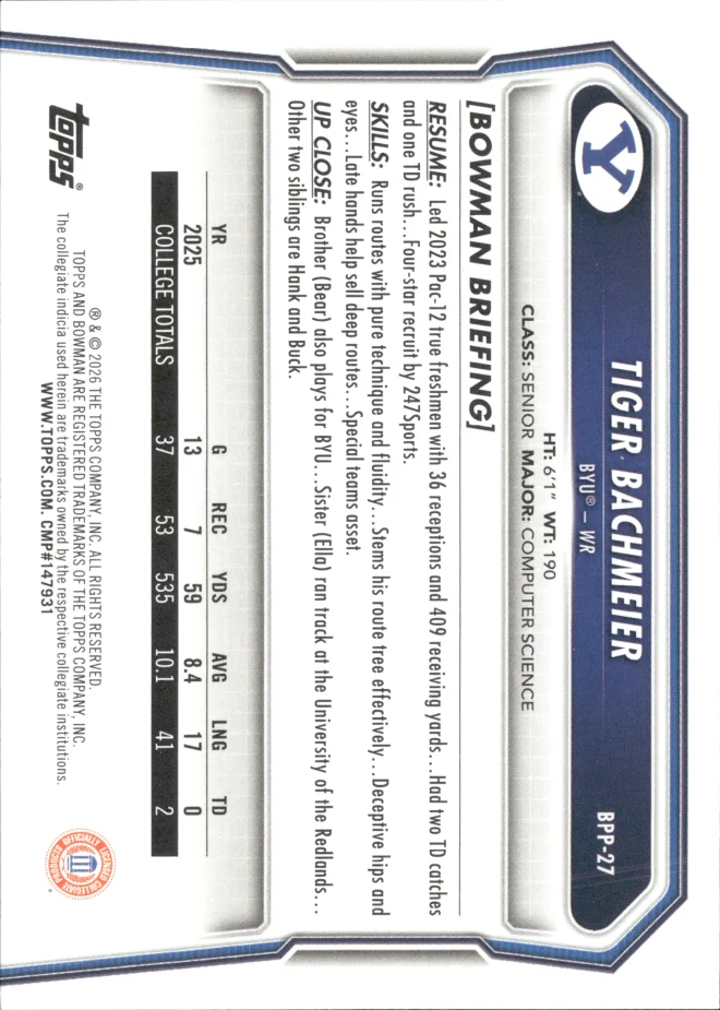 Tiger Bachmeier card back