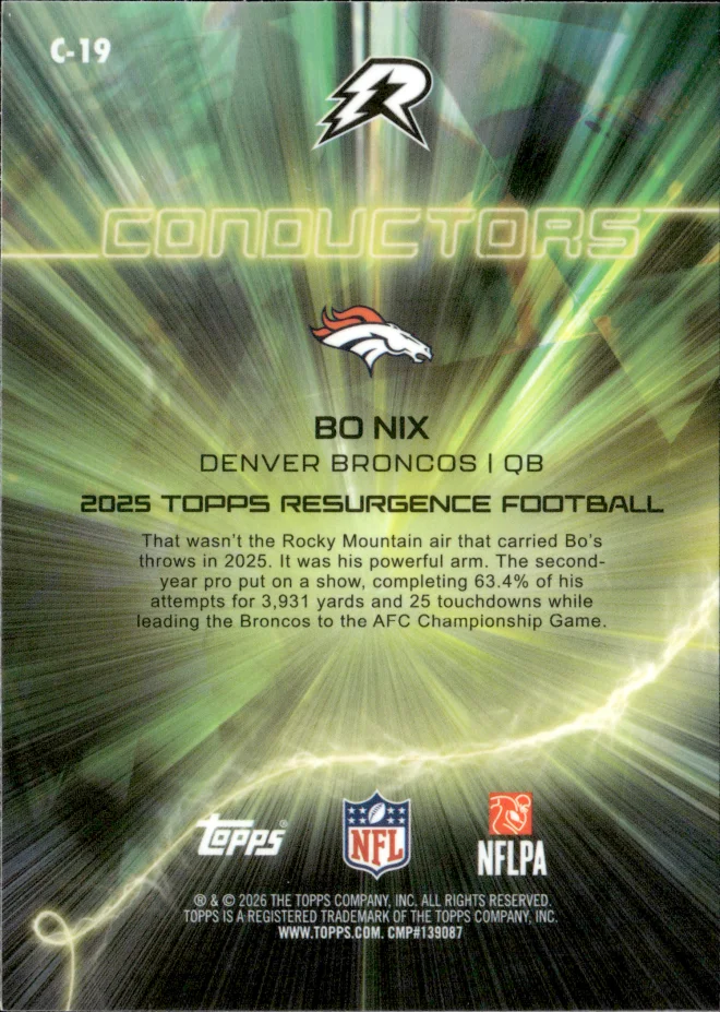 Bo Nix card back