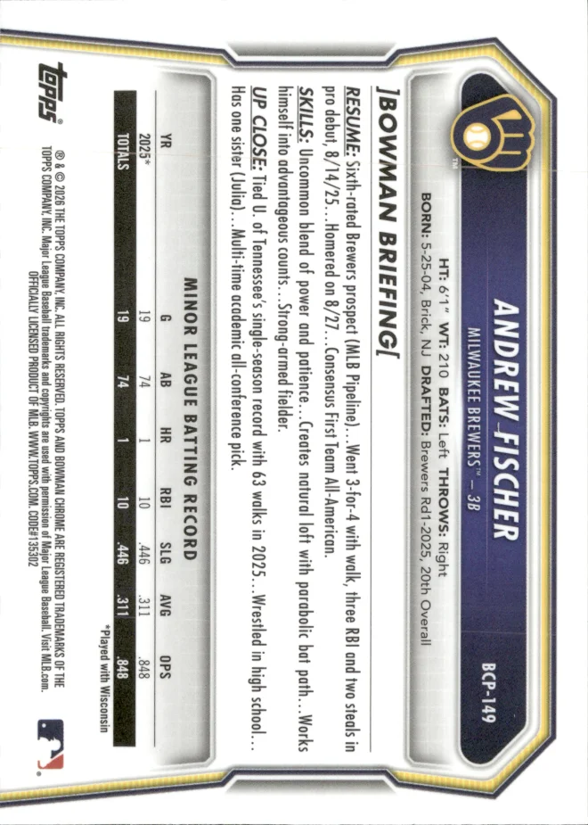 Andrew Fischer card back