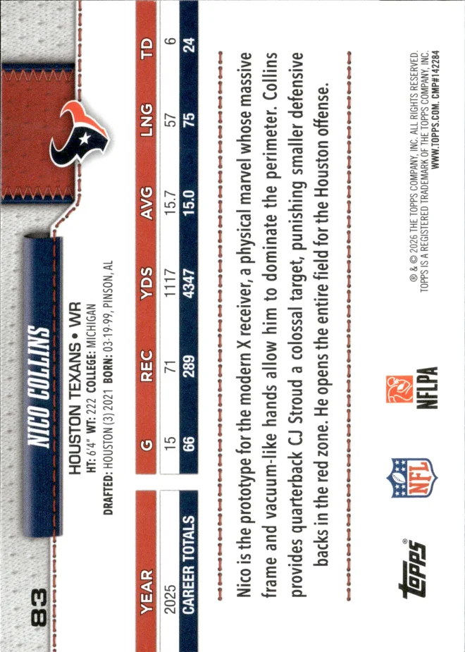 Nico Collins card back