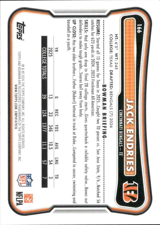 Jack Endries card back