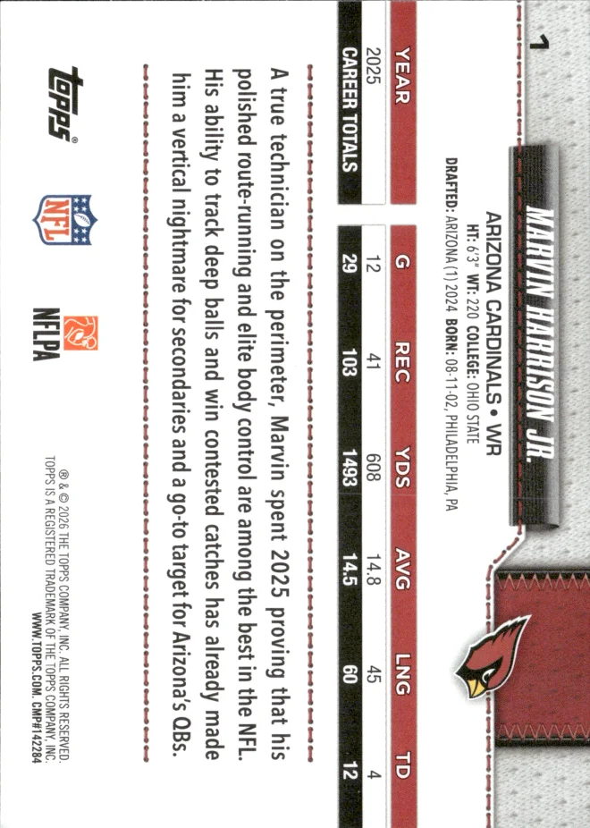 Marvin Harrison Jr. card back