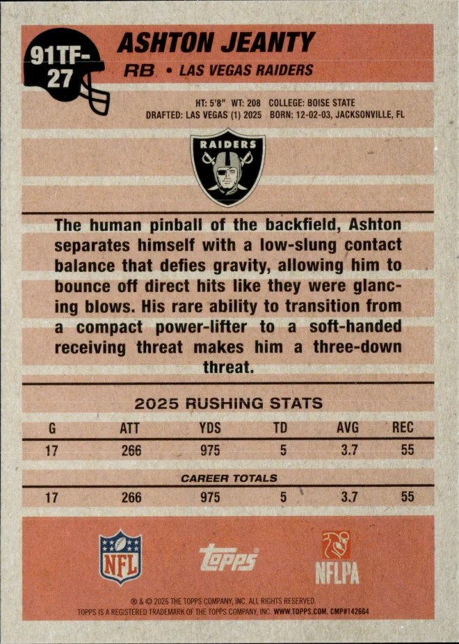 Ashton Jeanty card back