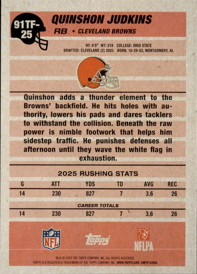 Quinshon Judkins card back