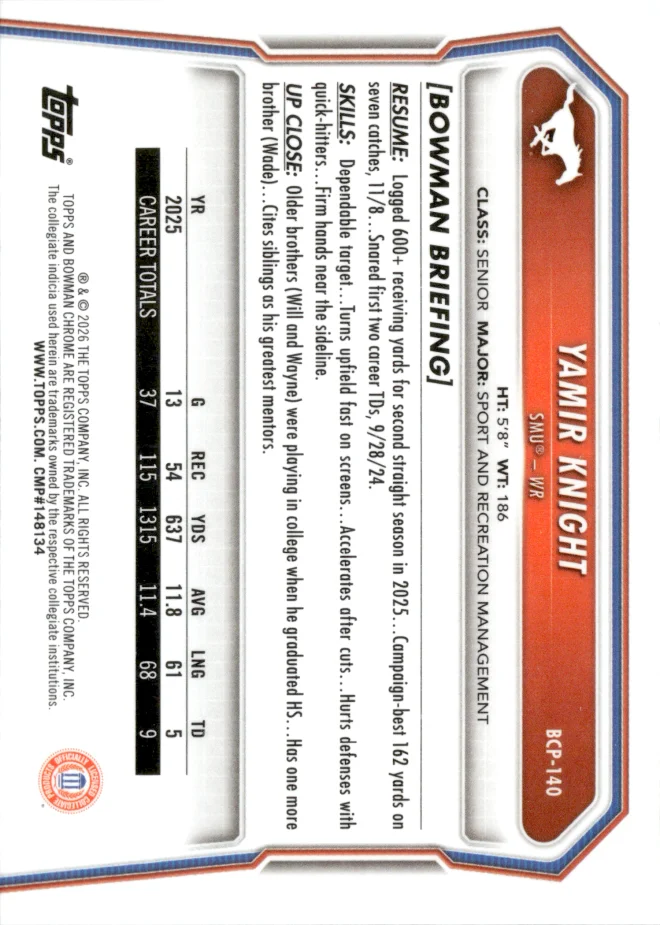 Yamir Knight card back