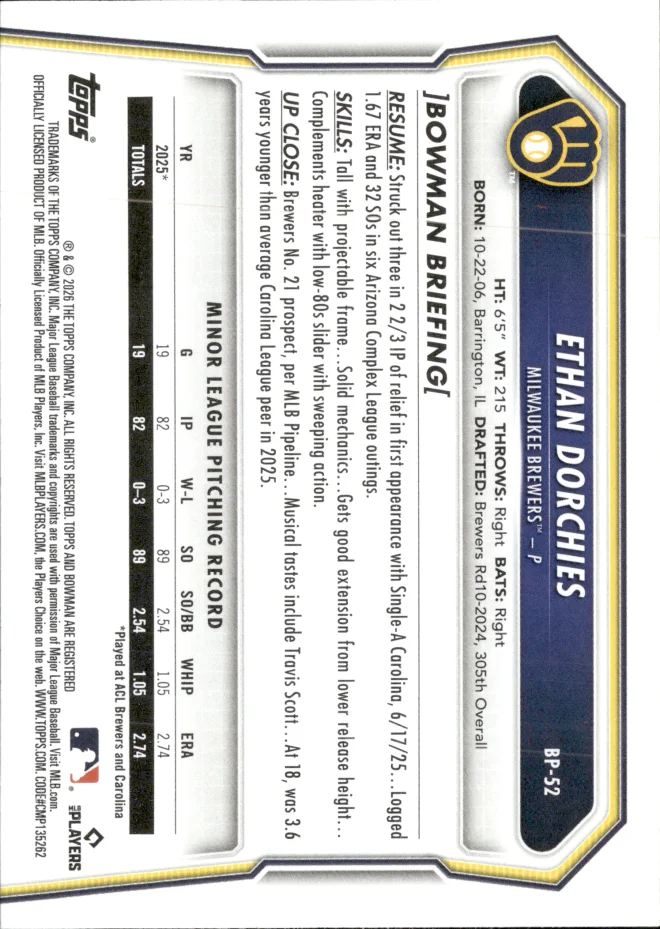 Ethan Dorchies card back