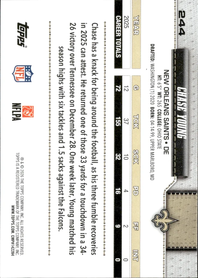 Chase Young card back
