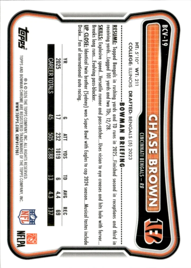Chase Brown card back