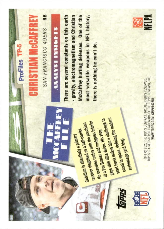 Christian McCaffrey card back