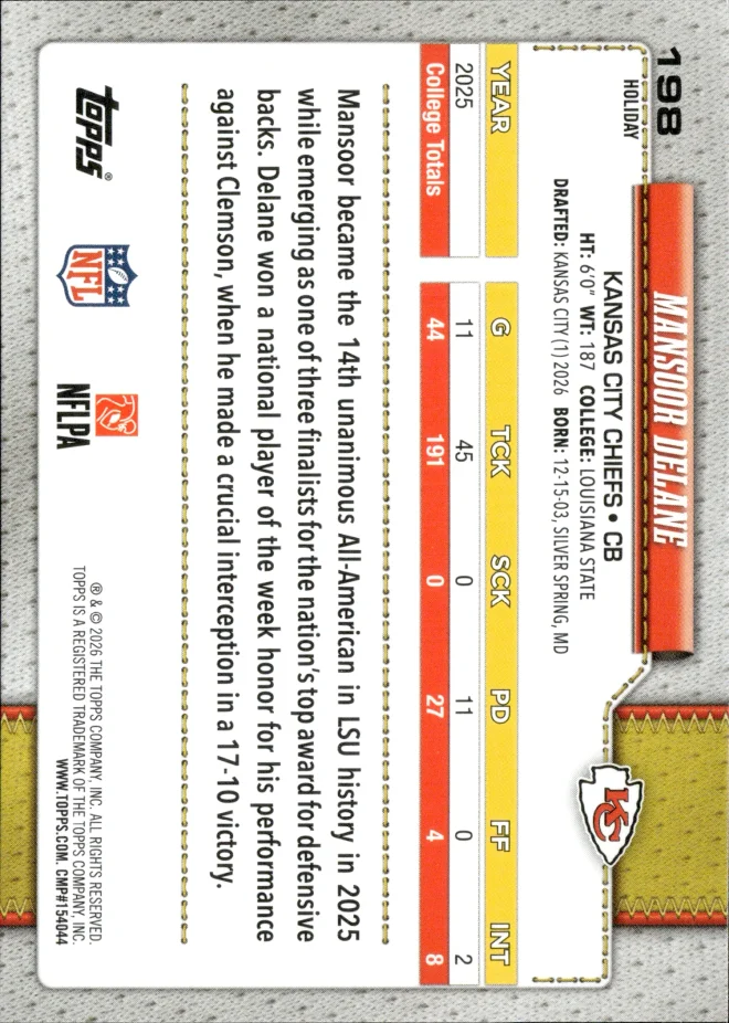 Mansoor Delane card back
