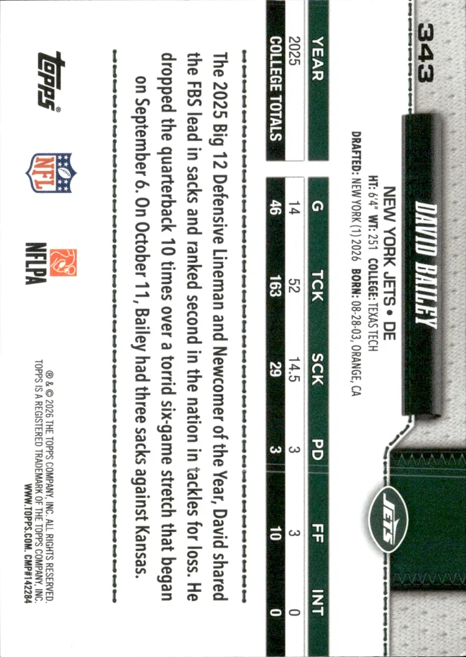 David Bailey card back