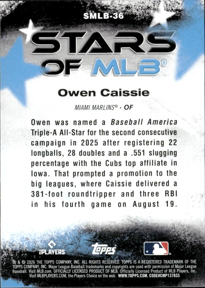 Owen Caissie card back