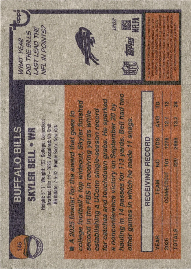 Skyler Bell card back
