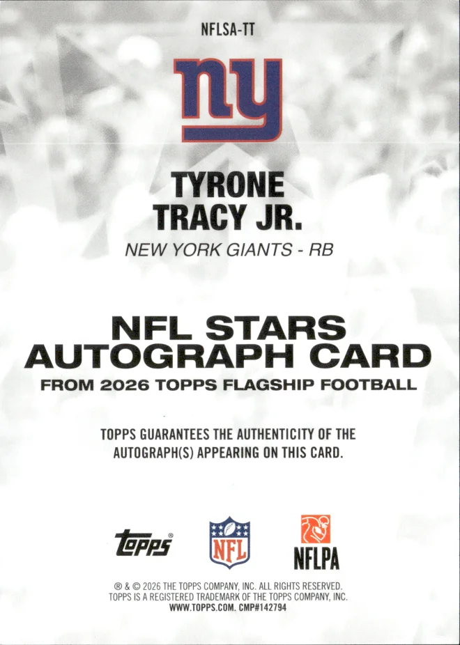 Tyrone Tracy Jr. card back