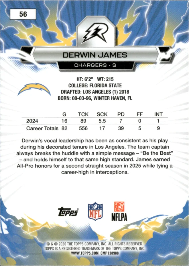 Derwin James card back