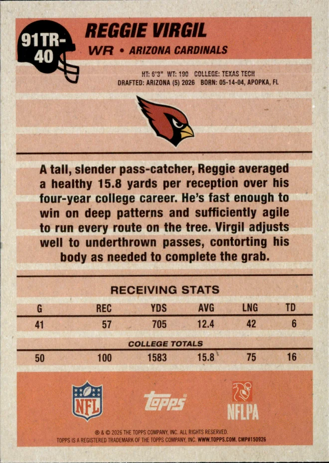 Reggie Virgil card back