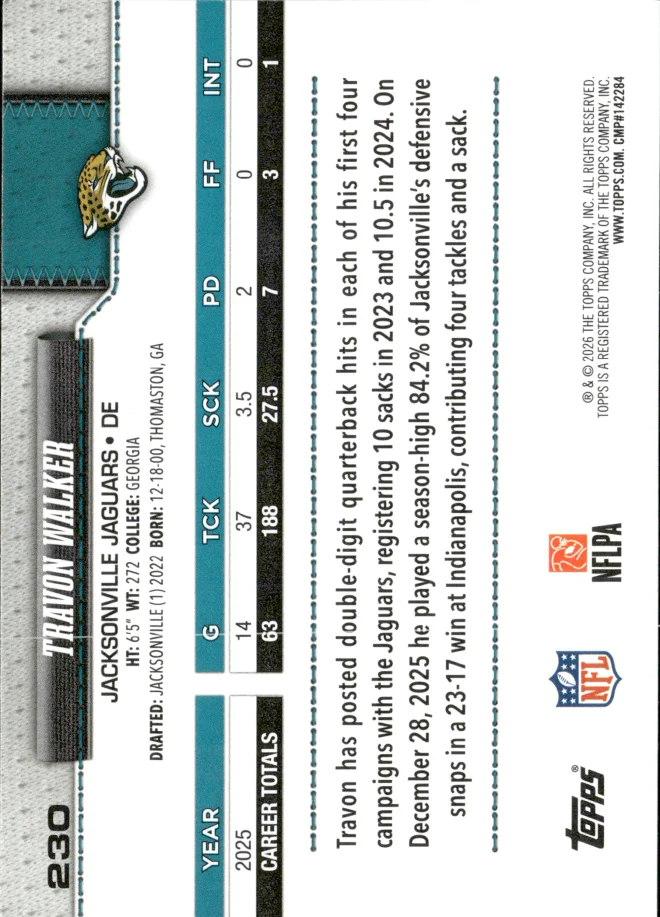 Travon Walker card back