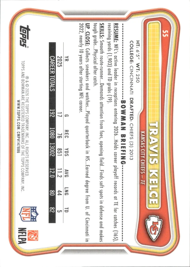 Travis Kelce card back