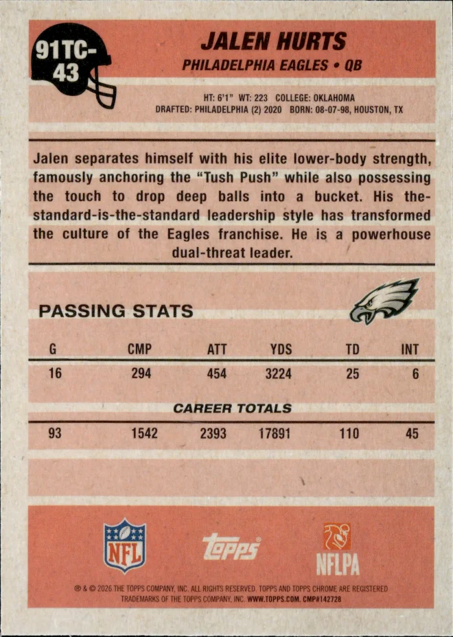 Jalen Hurts card back