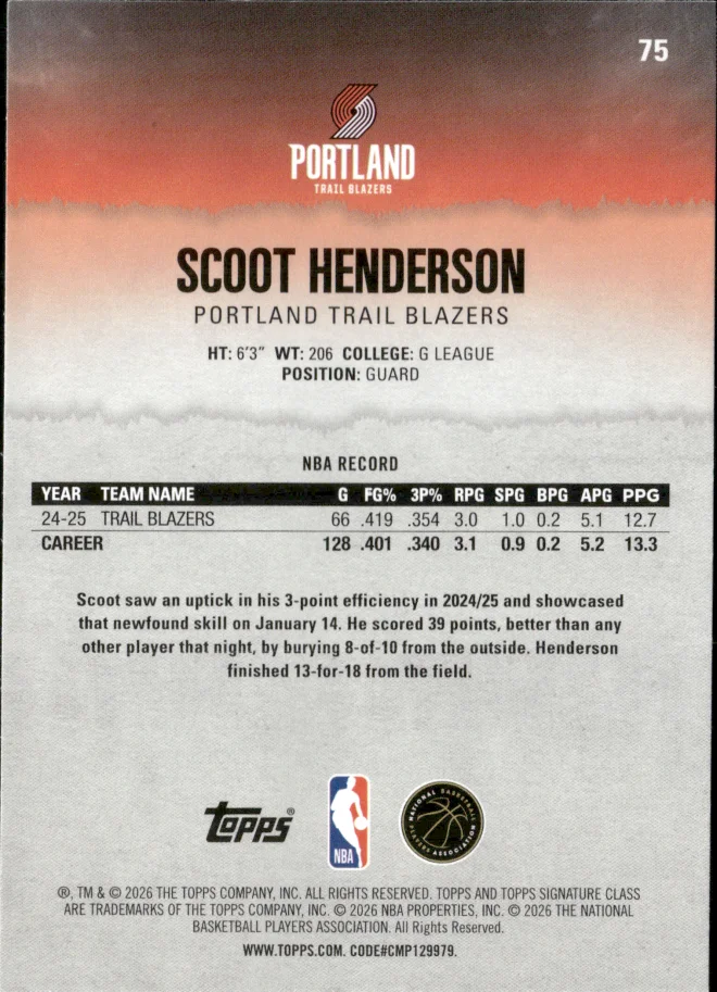 Scoot Henderson card back