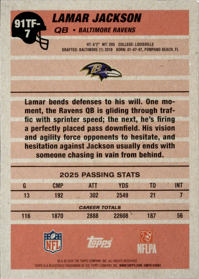 Lamar Jackson card back
