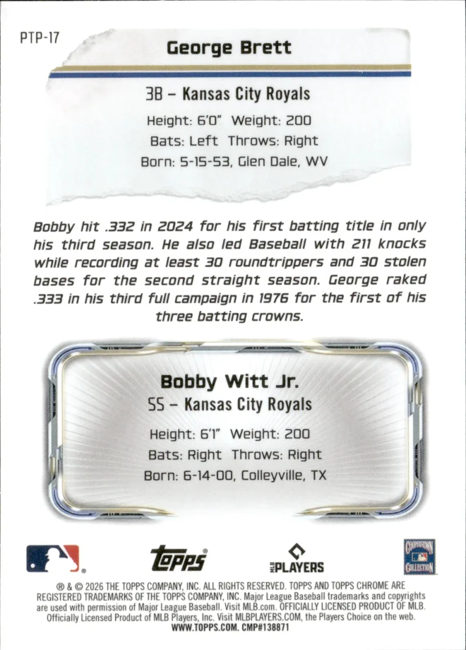 George Brett / Bobby Witt Jr. card back