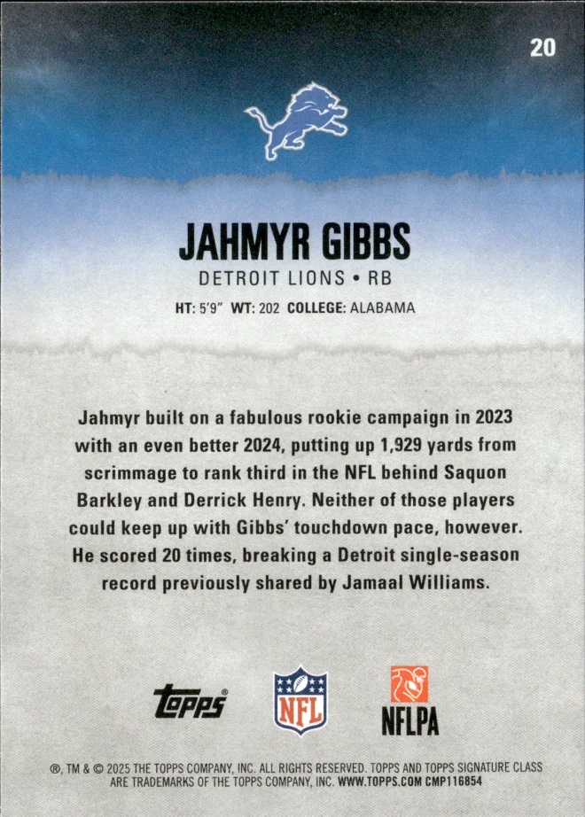 Jahmyr Gibbs card back