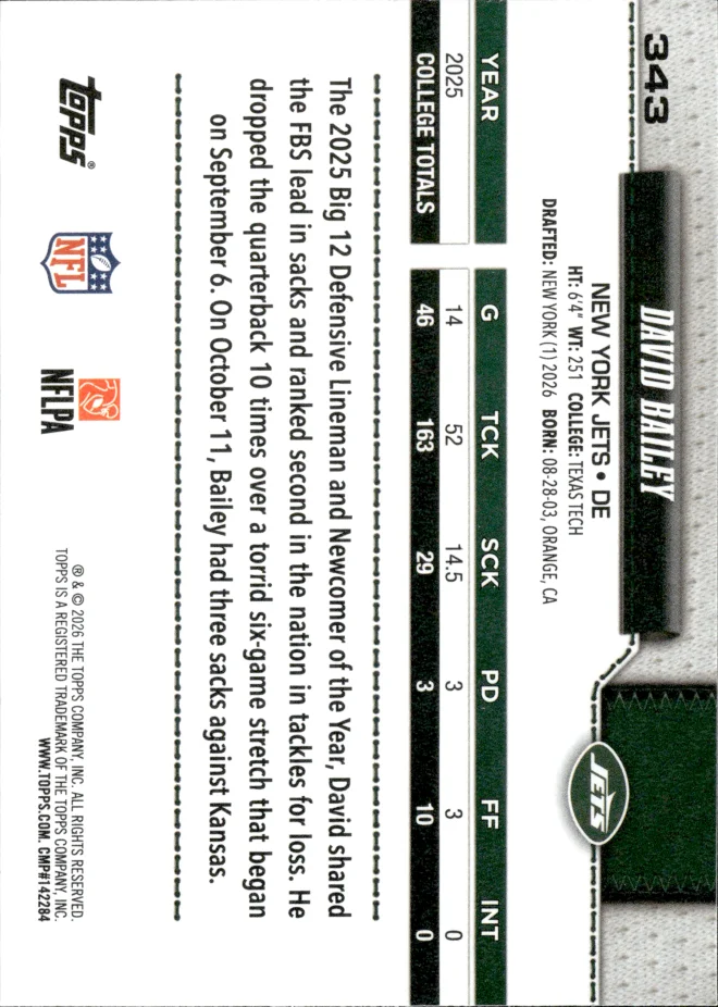 David Bailey card back