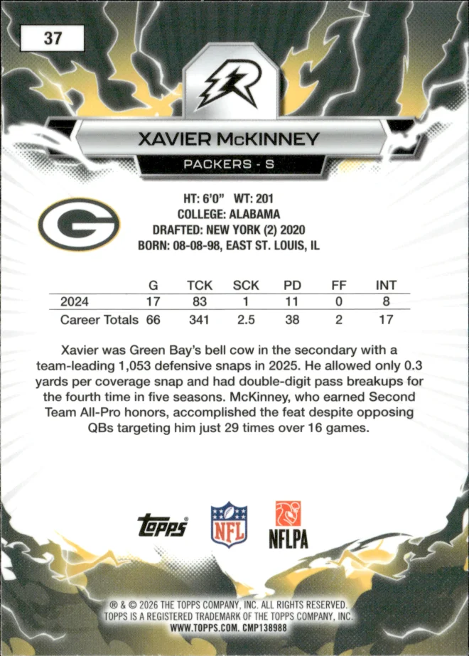 Xavier McKinney card back