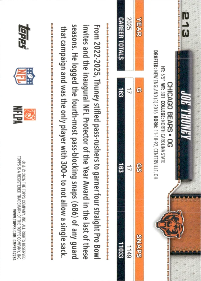Joe Thuney card back